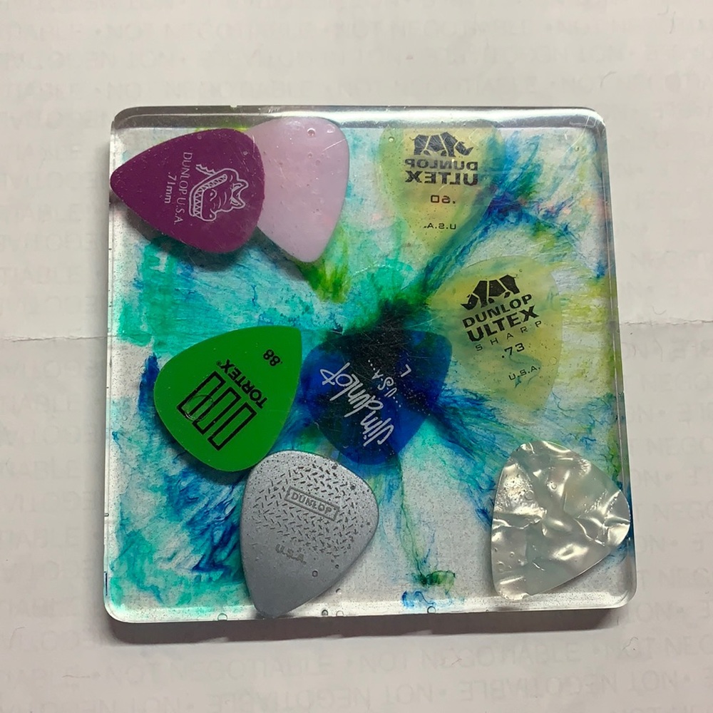 Guitar pic resin coaster